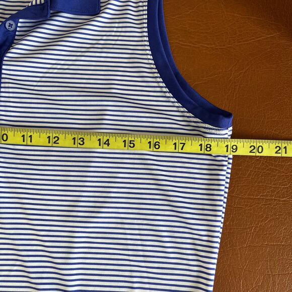 Nike Golf Blue White Stripe‎ Sleeveless Polo Large - Picture 9 of 10